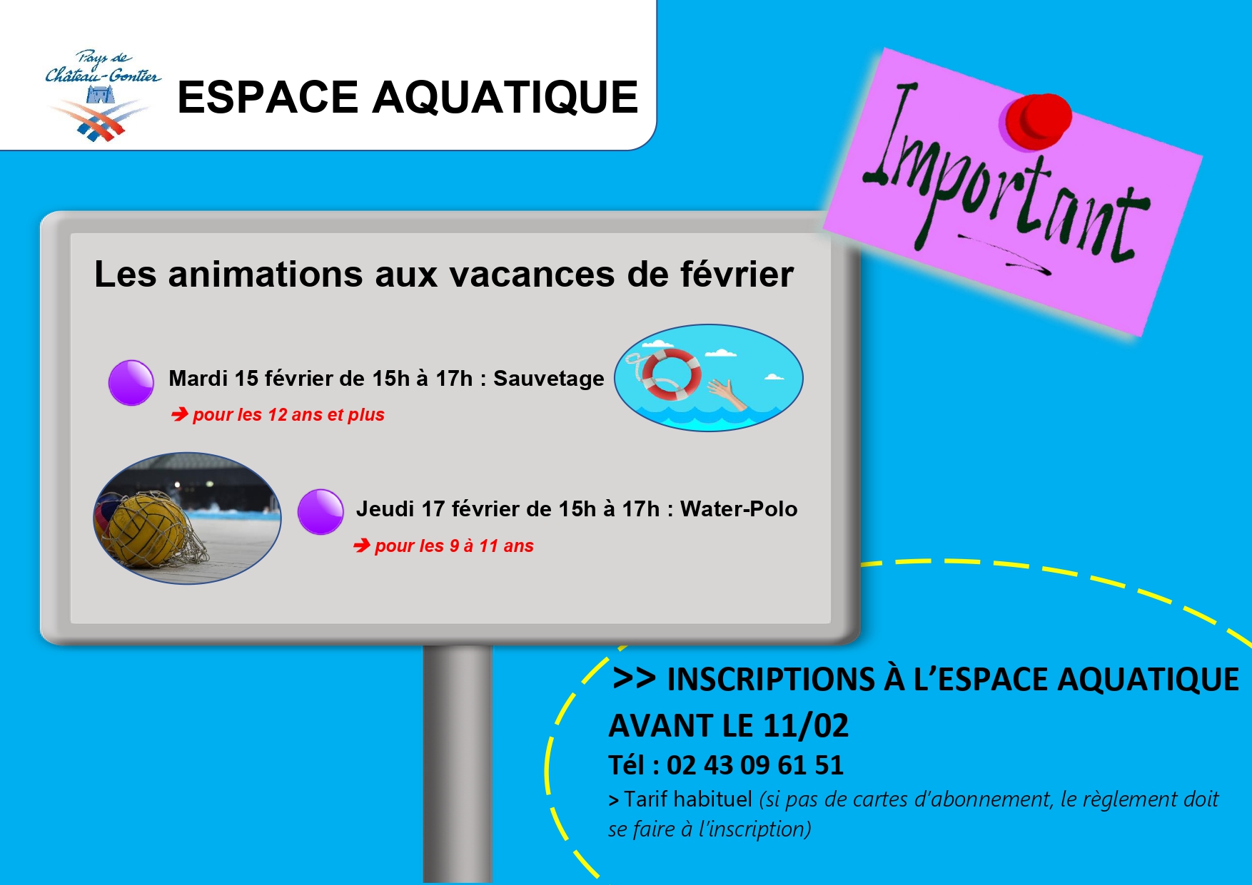 Lire la suite à propos de l’article Animations à l’Espace Aquatique pendant les vacances !