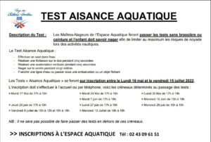 Lire la suite à propos de l’article Inscriptions pour les tests d’aisance aquatique – Eté 2022
