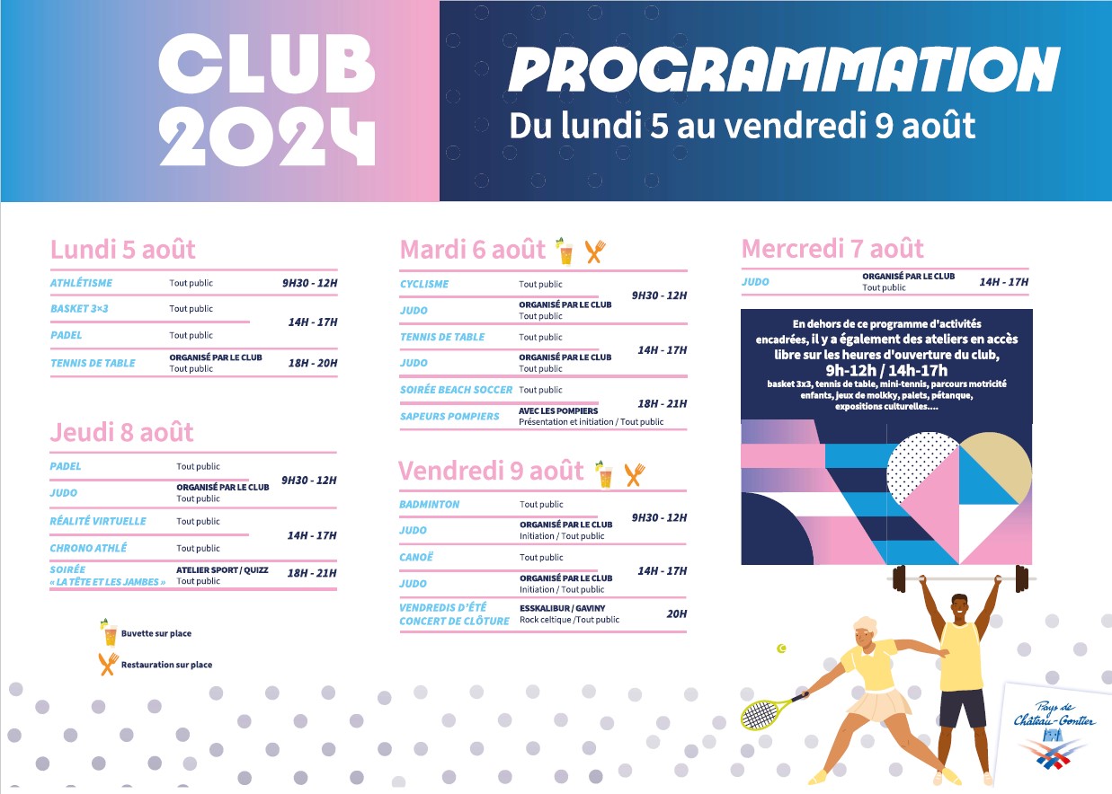 Lire la suite à propos de l’article Club 2024 – Programme du 2 au 9 aout